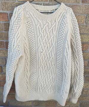 Vintage 90s Wool Coogi Style Biggie Grandpa Sweater Size XL Triple White Cream